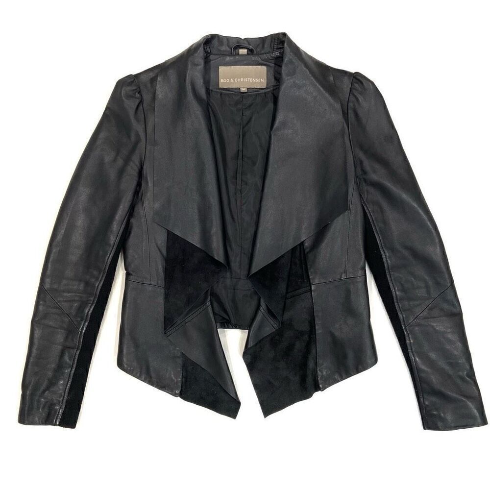 BOD & CHRISTENSEN Leather Waterfall Open Jacket